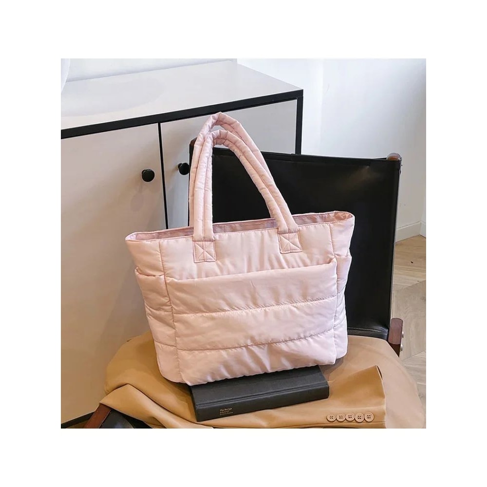 Minimalist Puffy Nylon Tote Bag For Women Lightweight LargeCapacity Everyday Handbag 9