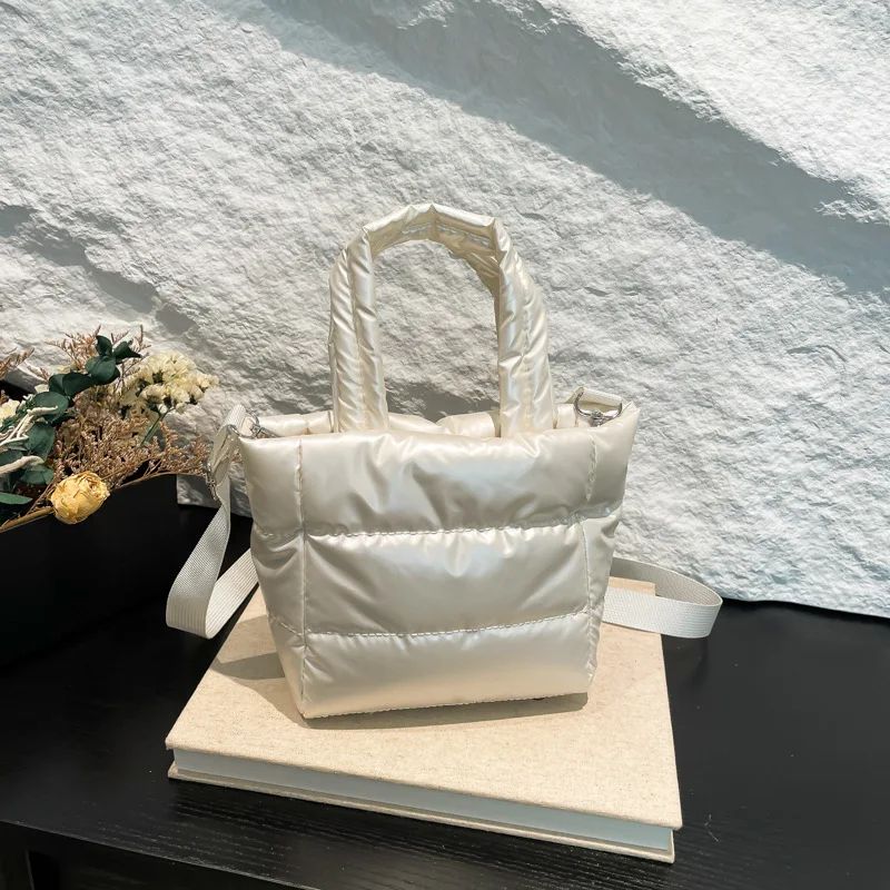 Puffer Tote Bag For Women Quilted Lightweight LargeCapacity Shoulder Handbag With Adjustable Strap 3