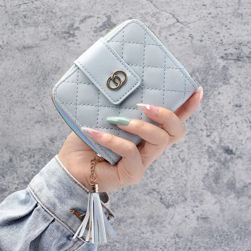 Premium Womens Minimalist Short Wallet Large Capacity Purse With Tassel Accent 8