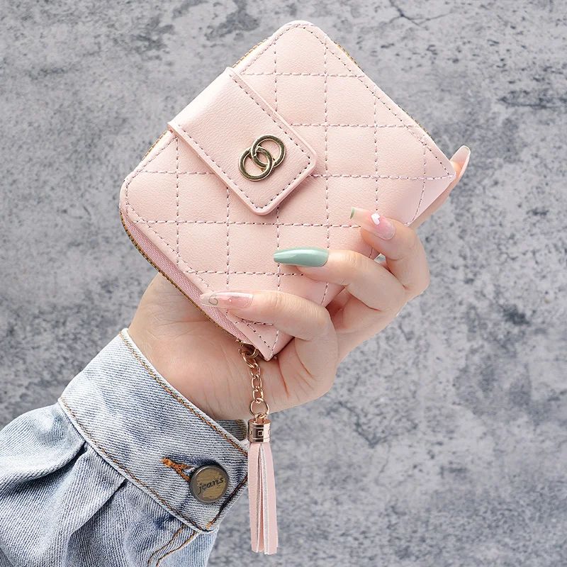 Premium Womens Minimalist Short Wallet Large Capacity Purse With Tassel Accent 10