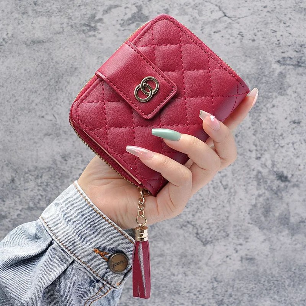 Premium Womens Minimalist Short Wallet Large Capacity Purse With Tassel Accent 6