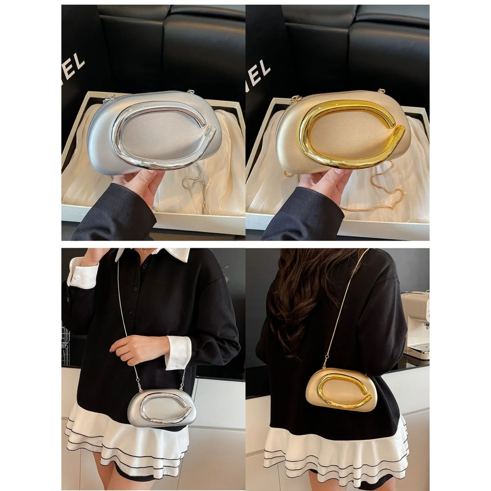 Elegant Satin Evening Clutch Bag With Chain Strap For Weddings And Parties 5