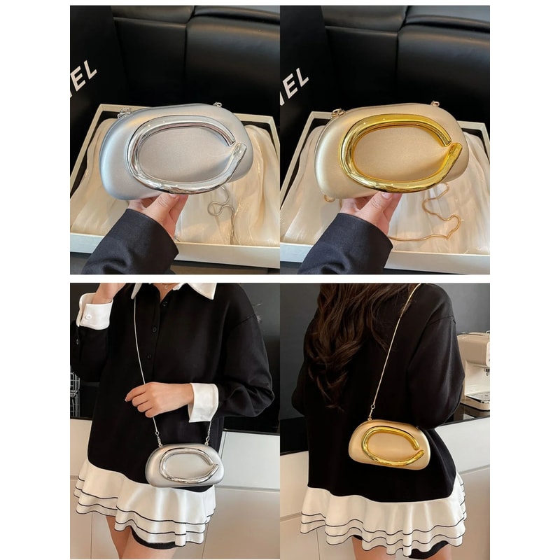 Elegant Satin Evening Clutch Bag With Chain Strap For Weddings And Parties 5