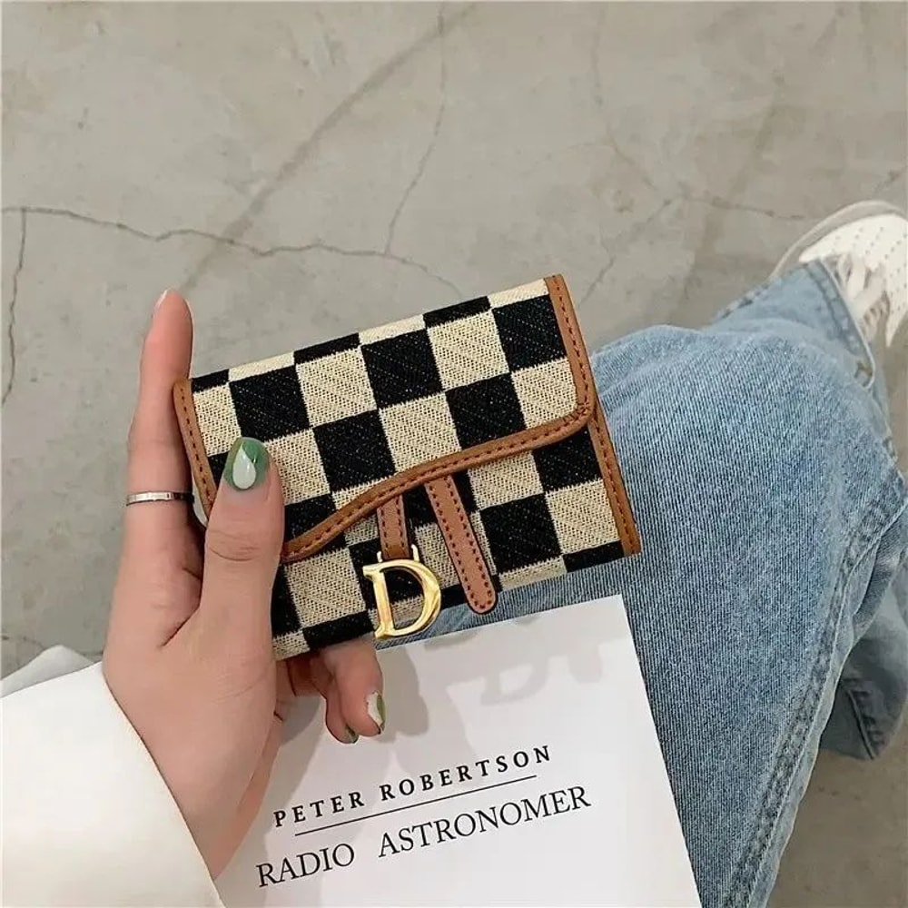 Luxury Checkered Slim Card Holder Wallet For Women 2