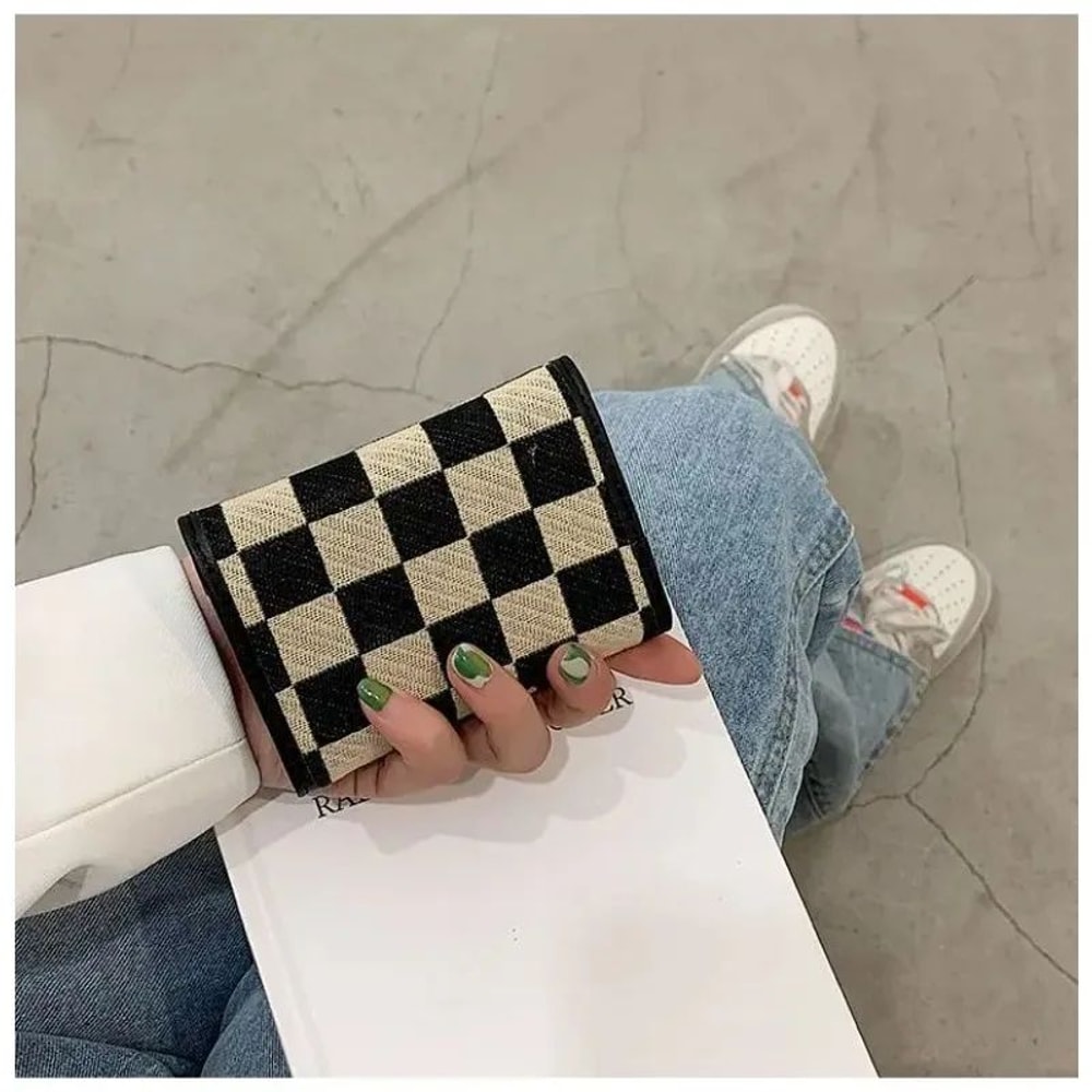 Luxury Checkered Slim Card Holder Wallet For Women 5
