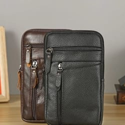 rugged mens leather waist & crossbody bag - convertible belt sling with long strap