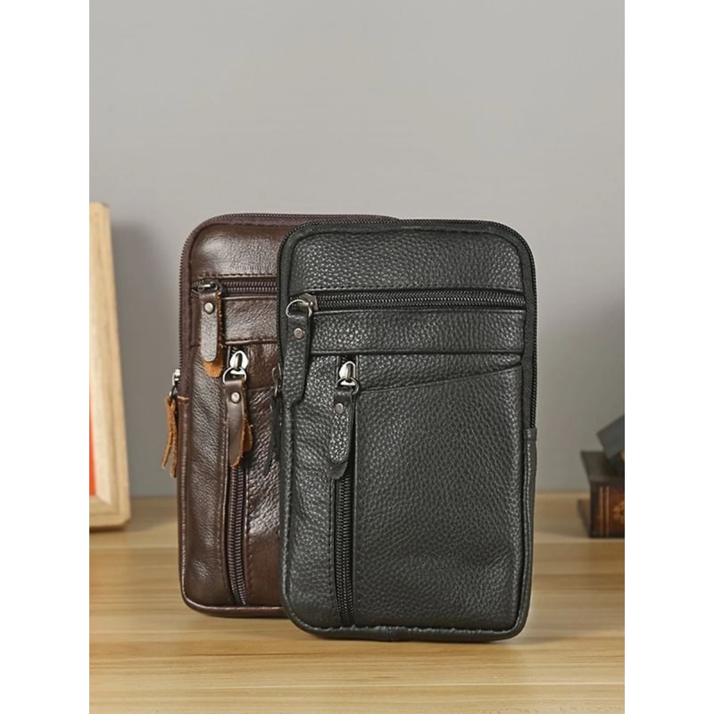 Rugged Mens Leather Waist Crossbody Bag Convertible Belt Sling With Long Strap 0
