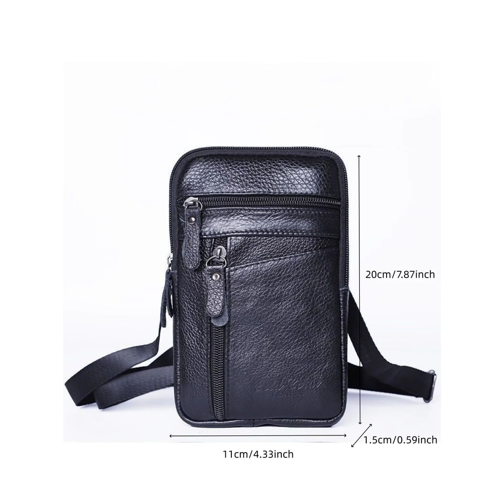 Rugged Mens Leather Waist Crossbody Bag Convertible Belt Sling With Long Strap 4