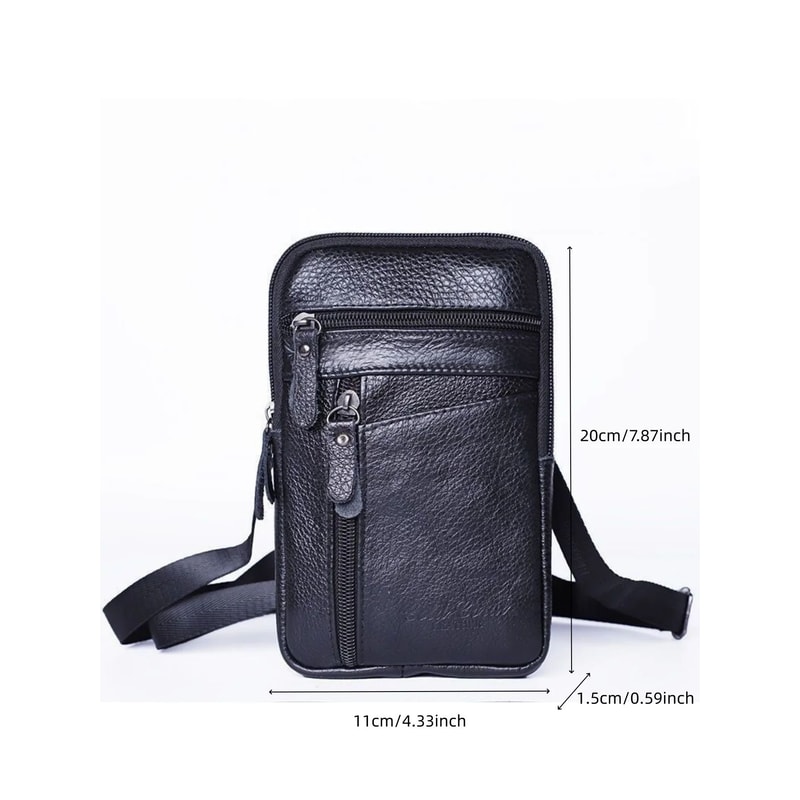 Rugged Mens Leather Waist Crossbody Bag Convertible Belt Sling With Long Strap 4