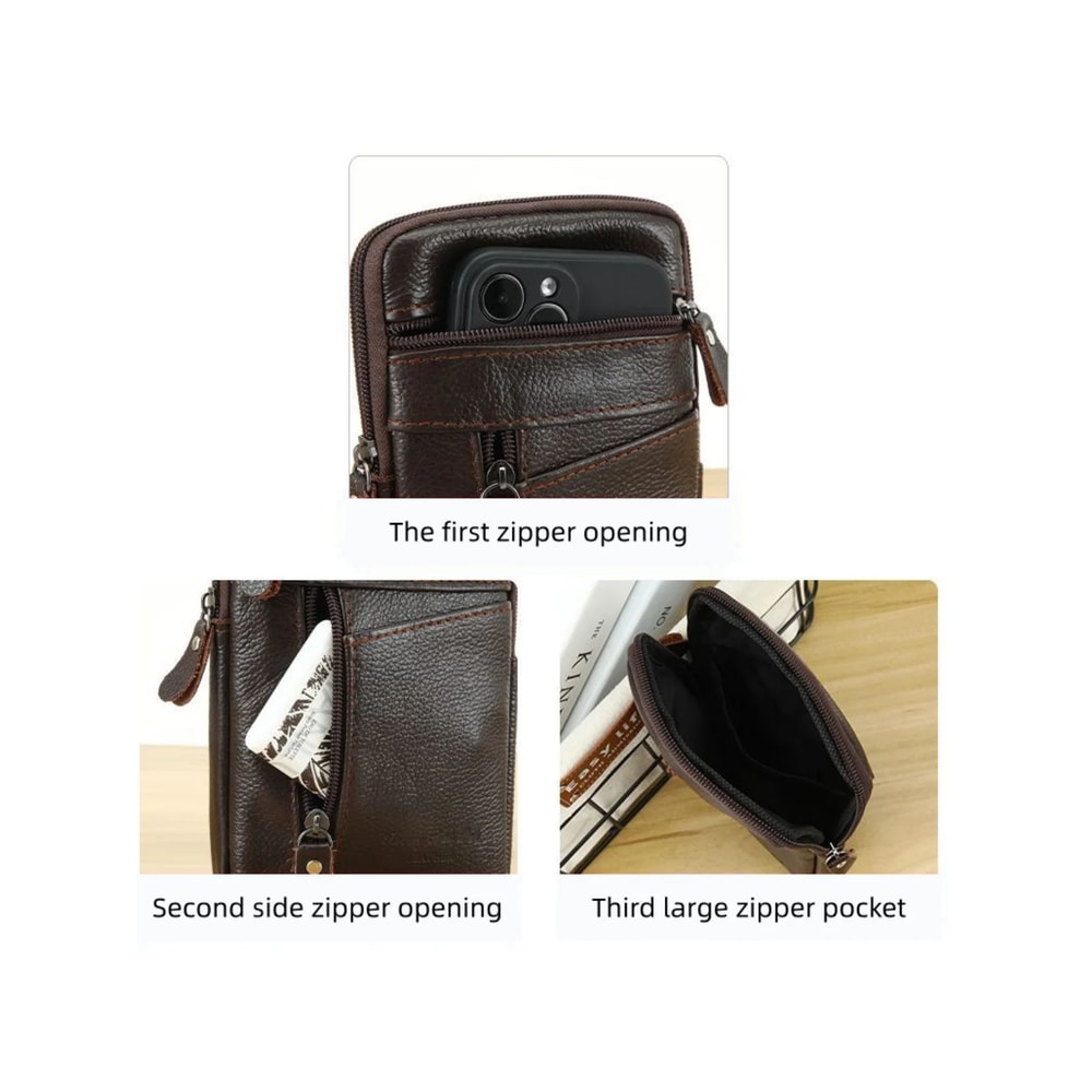 Rugged Mens Leather Waist Crossbody Bag Convertible Belt Sling With Long Strap 5