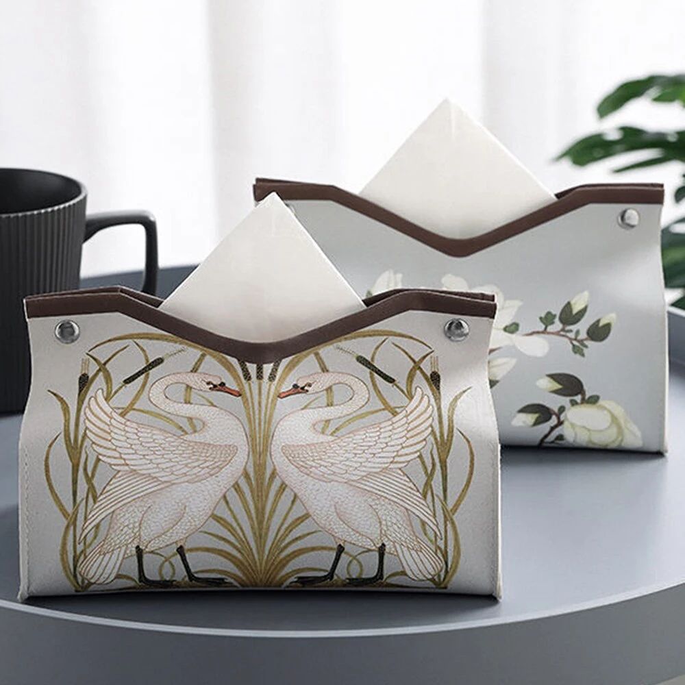 Vintage Floral PU Leather Tissue Box Cover For Living Room And Kitchen Decor 1