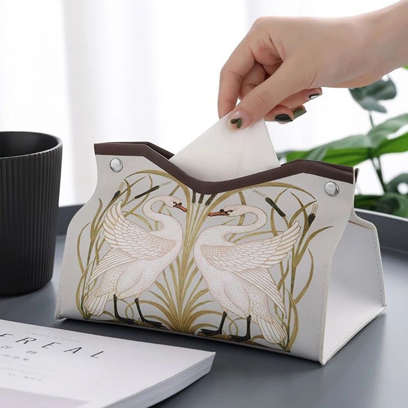 Vintage Floral PU Leather Tissue Box Cover For Living Room And Kitchen Decor 2