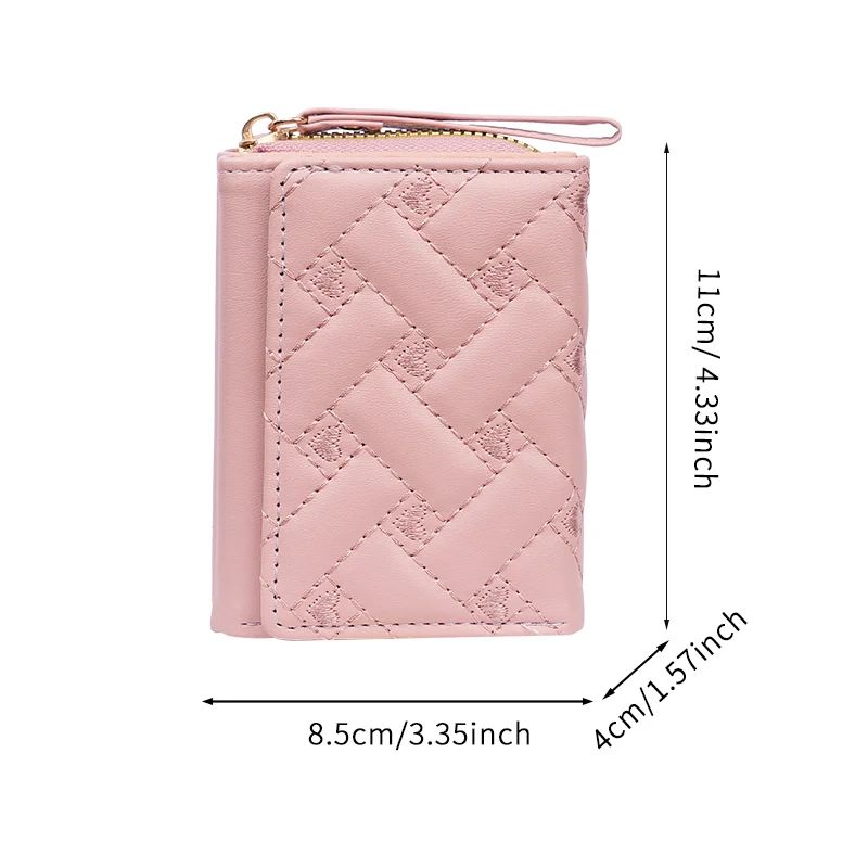 Classic Trifold PU Leather Heart Wallet Compact Womens Card Coin Organizer 5