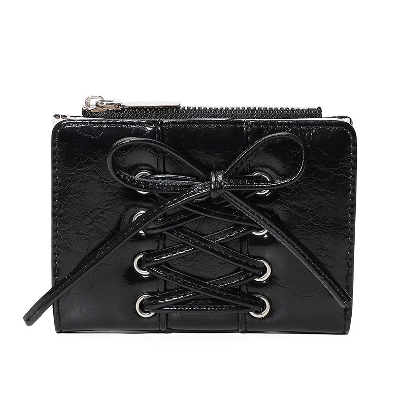 Compact Bow Minimalist Zipper Card Coin Purse Stylish Short Wallet With Large Capacity 6