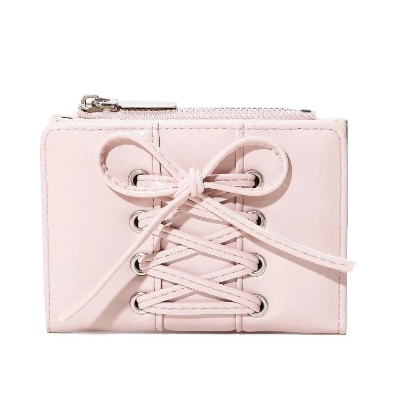 Compact Bow Minimalist Zipper Card Coin Purse Stylish Short Wallet With Large Capacity 9