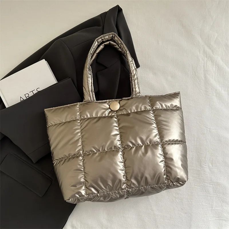 LargeCapacity Quilted Puffer Tote Bag For Women Lightweight Waterproof Shoulder Bag 2