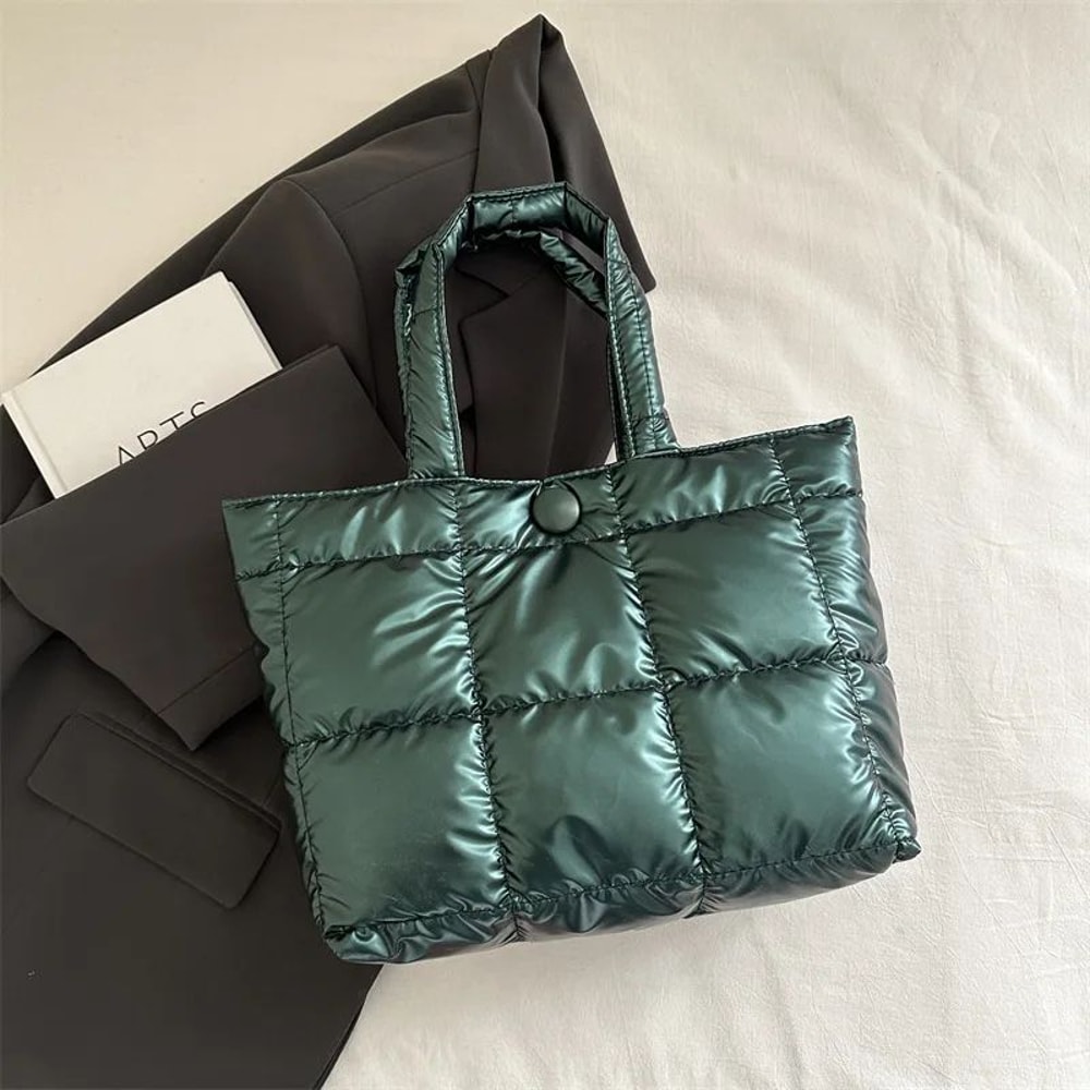 LargeCapacity Quilted Puffer Tote Bag For Women Lightweight Waterproof Shoulder Bag 3
