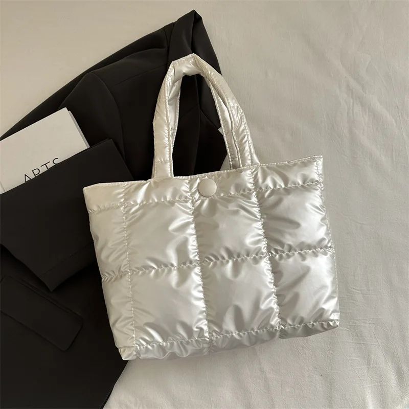 LargeCapacity Quilted Puffer Tote Bag For Women Lightweight Waterproof Shoulder Bag 5