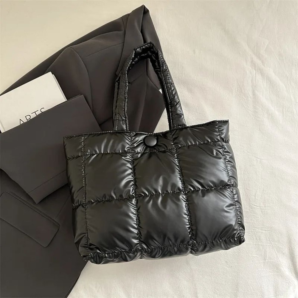 LargeCapacity Quilted Puffer Tote Bag For Women Lightweight Waterproof Shoulder Bag 8