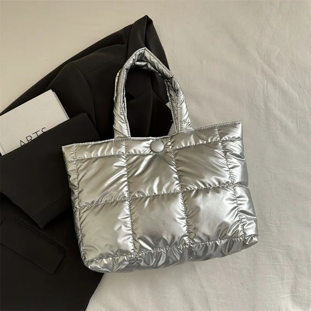LargeCapacity Quilted Puffer Tote Bag For Women Lightweight Waterproof Shoulder Bag 6