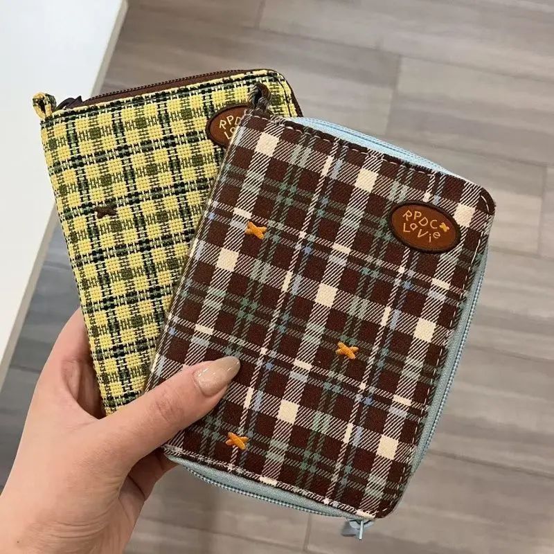 Vintage Canvas Plaid Passport Holder Travel Document Organizer 1