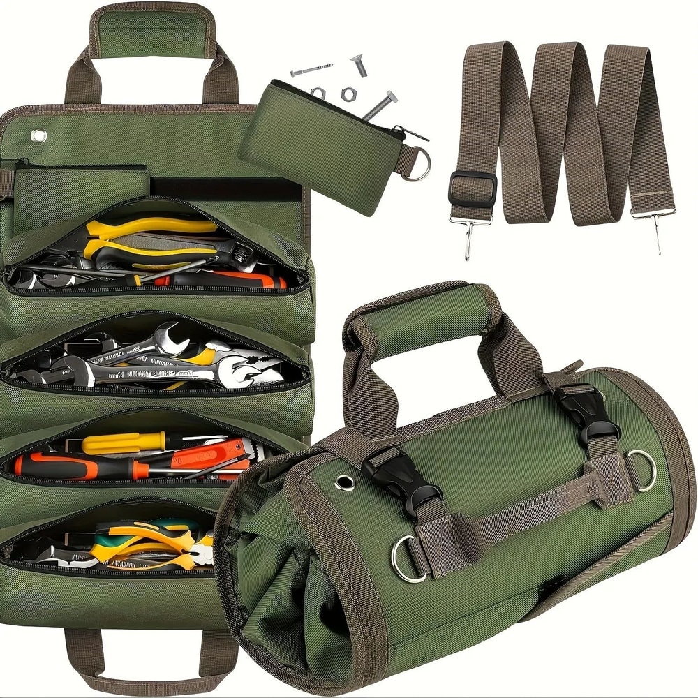 HeavyDuty Portable RollUp Tool Organizer Bag Compact Rollup Tool Bag For Mechanics Craftsmen 0