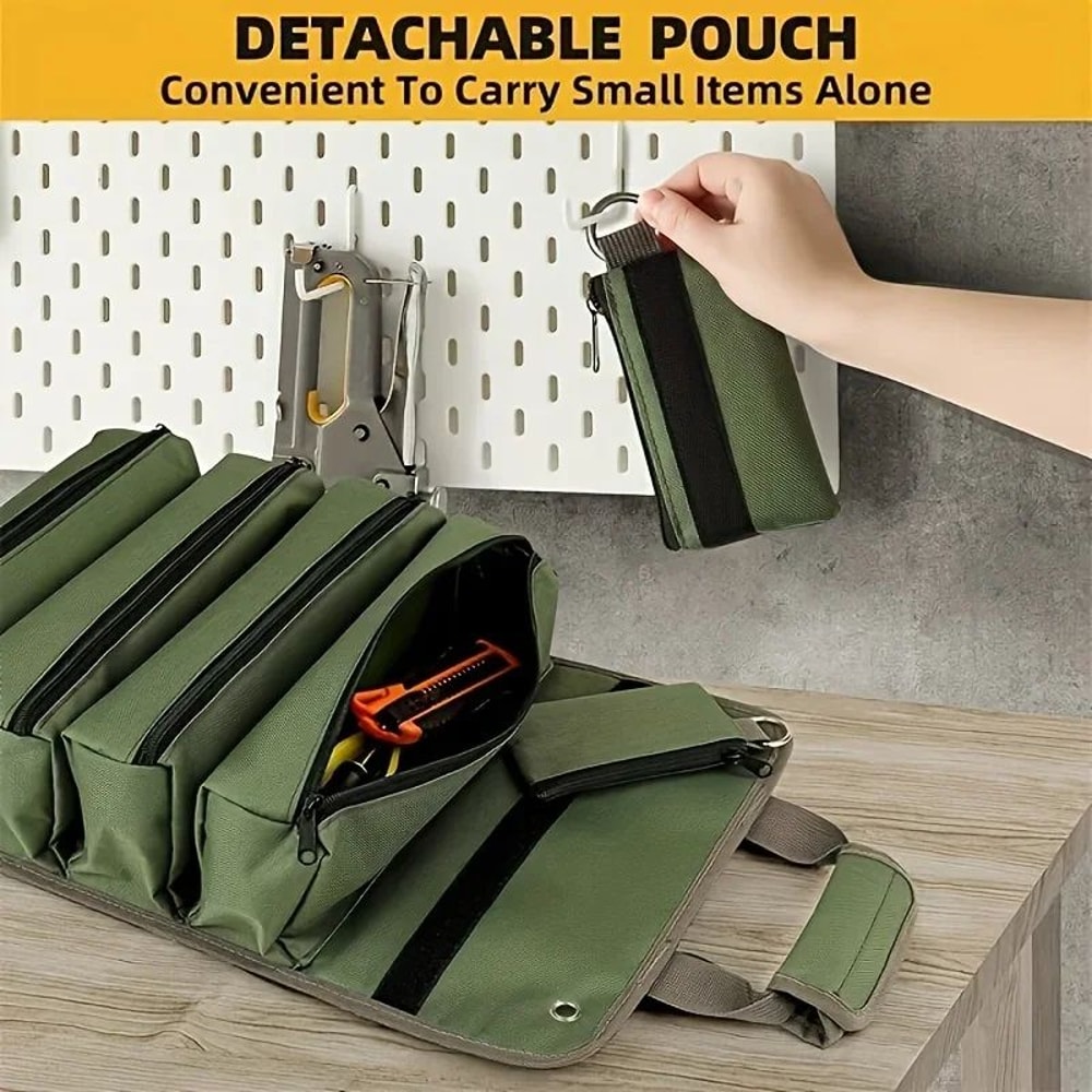 HeavyDuty Portable RollUp Tool Organizer Bag Compact Rollup Tool Bag For Mechanics Craftsmen 2