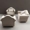 Cozy Neutral Dollhouse Mini Sofa Set With Pillows For Miniature Living Room Decor 0