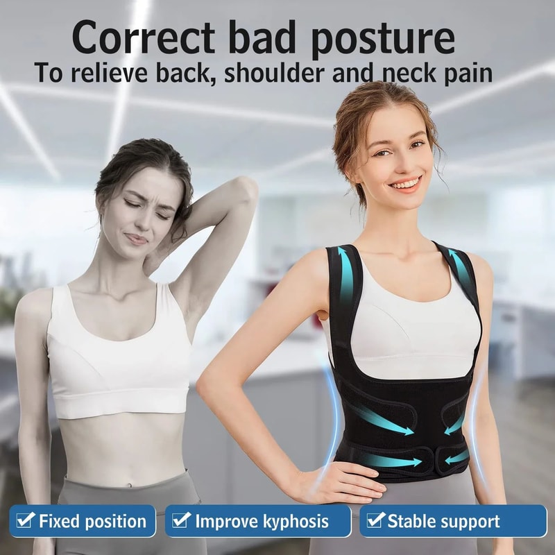Premium Posture Support Brace Adjustable Posture Corrector Back Support Brace For Women Men 0