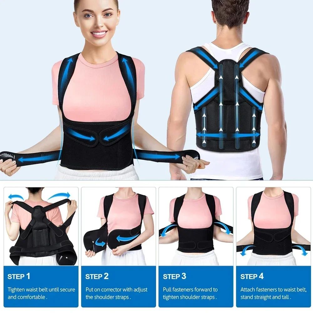 Premium Posture Support Brace Adjustable Posture Corrector Back Support Brace For Women Men 2