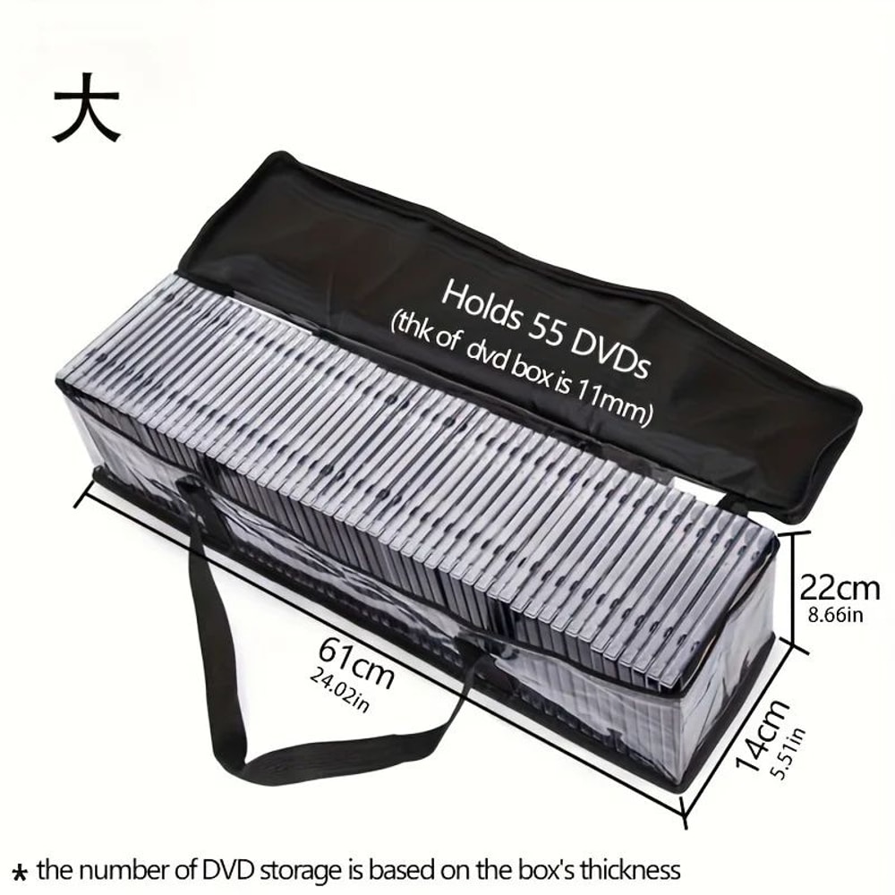 Large Clear Zipper Storage Bag For DVDs CDs Comics Portable Transparent Collection Organizer 2