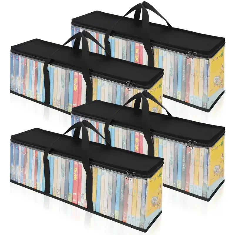 Large Clear Zipper Storage Bag For DVDs CDs Comics Portable Transparent Collection Organizer 8