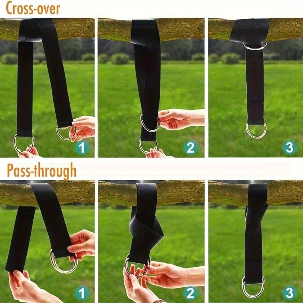 Outdoor Swing Hammock With Safety Belt Portable Hammock Swing Strap Kit For Backyard Travel 5