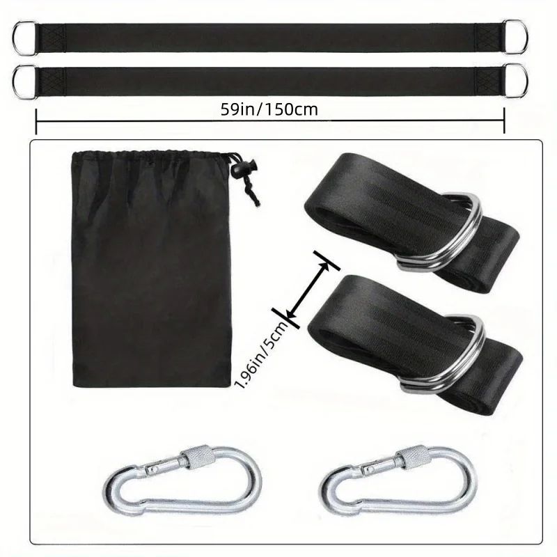 Outdoor Swing Hammock With Safety Belt Portable Hammock Swing Strap Kit For Backyard Travel 7