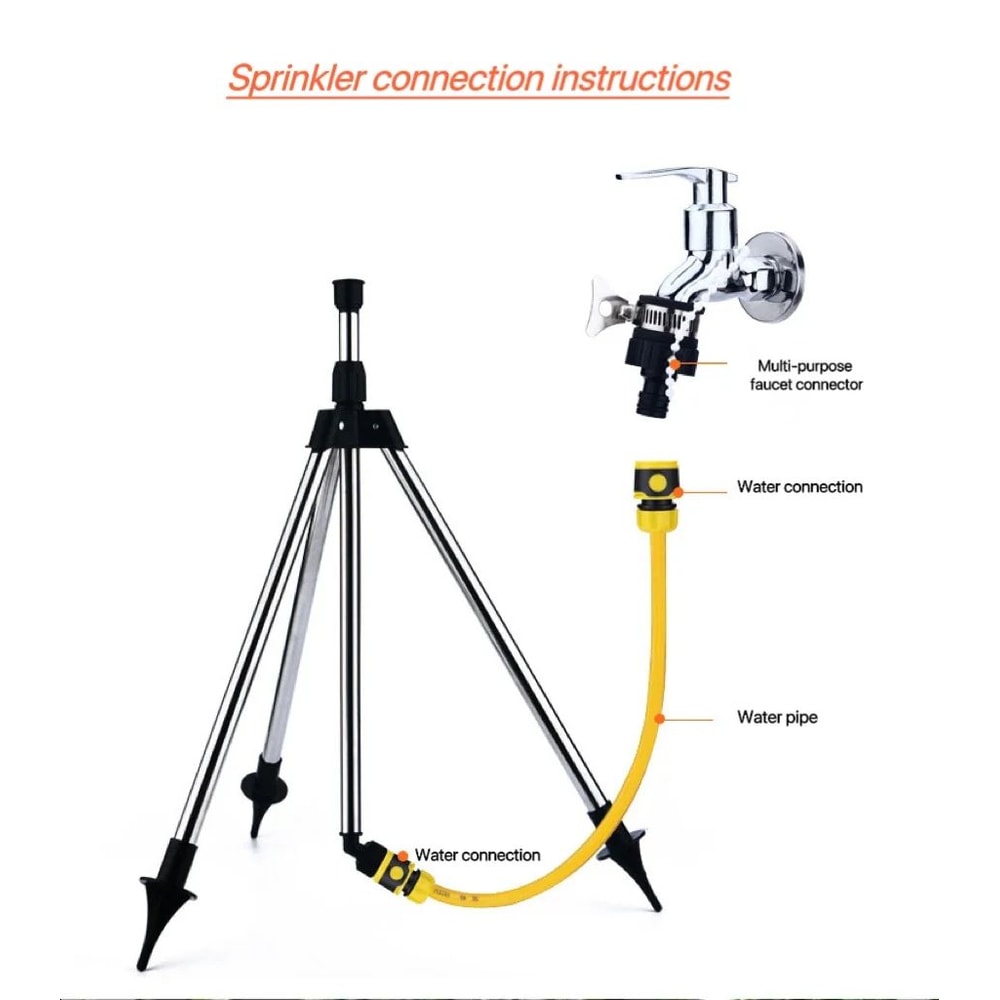 Premium 360 Automatic Rotating Tripod Garden Sprinkler Stand Stainless Steel Irrigation Lawn Wate 2