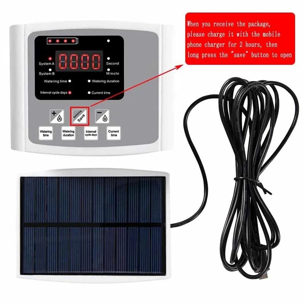 Solar Smart DualZone Garden Irrigation Controller Automatic Drip Watering System 1