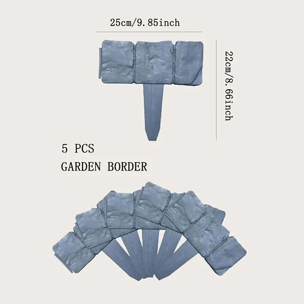 Imitation Stone Garden Fence NoDig Border Stakes For Garden Border Edging 510pc Set 4