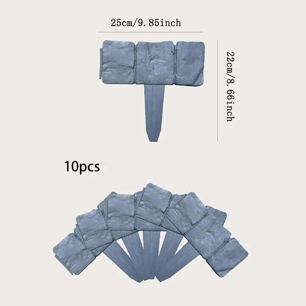 Imitation Stone Garden Fence NoDig Border Stakes For Garden Border Edging 510pc Set 7