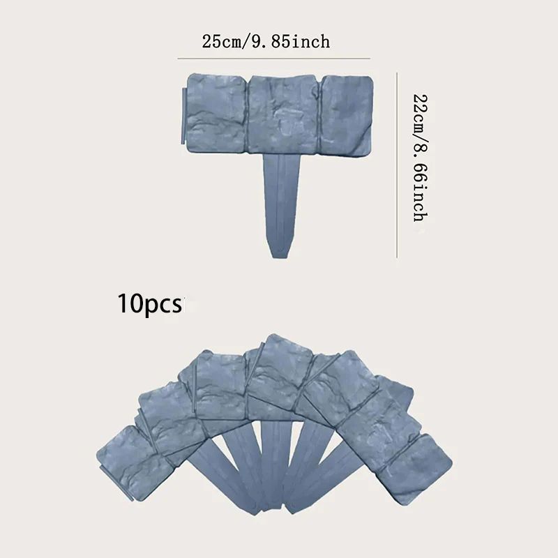 Imitation Stone Garden Fence NoDig Border Stakes For Garden Border Edging 510pc Set 7