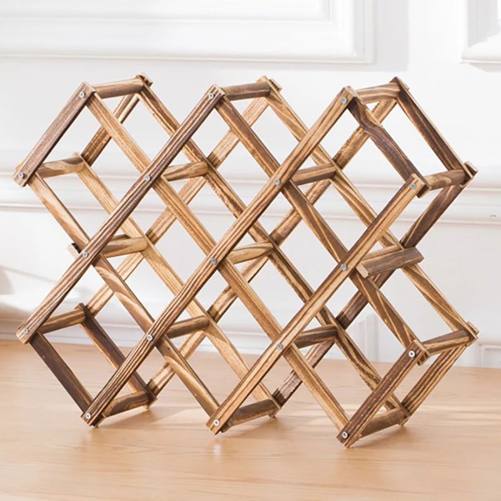 Foldable Wooden Wine Rack Countertop Organizer 310 Bottle Display Holder Stand 4