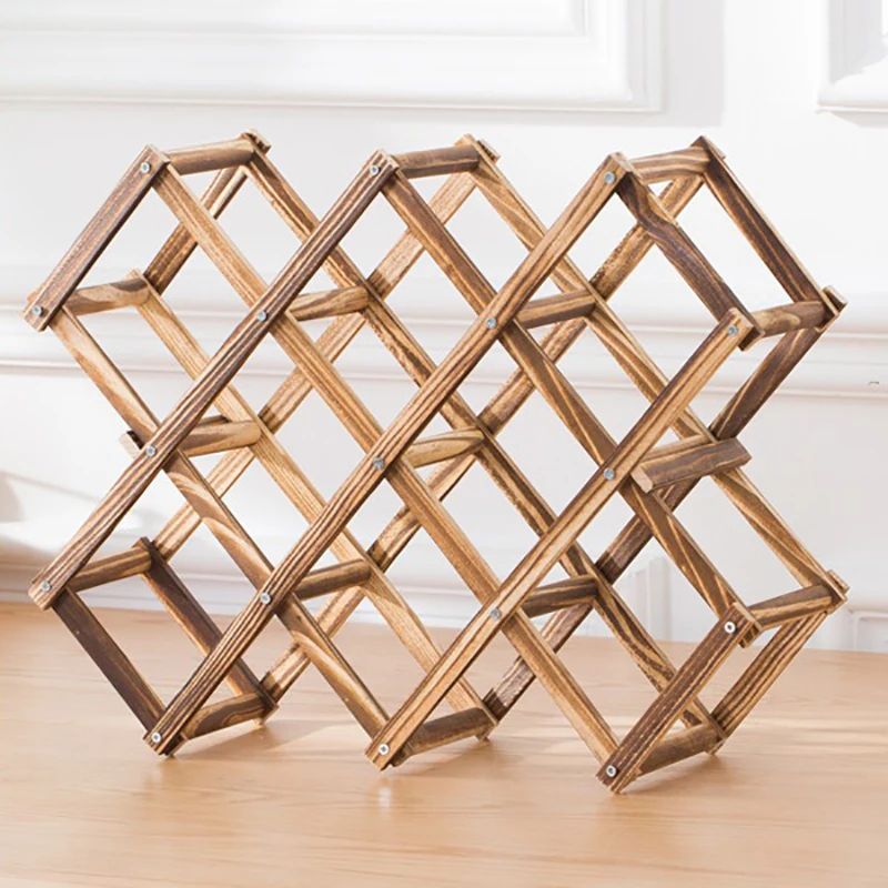 Foldable Wooden Wine Rack Countertop Organizer 310 Bottle Display Holder Stand 4