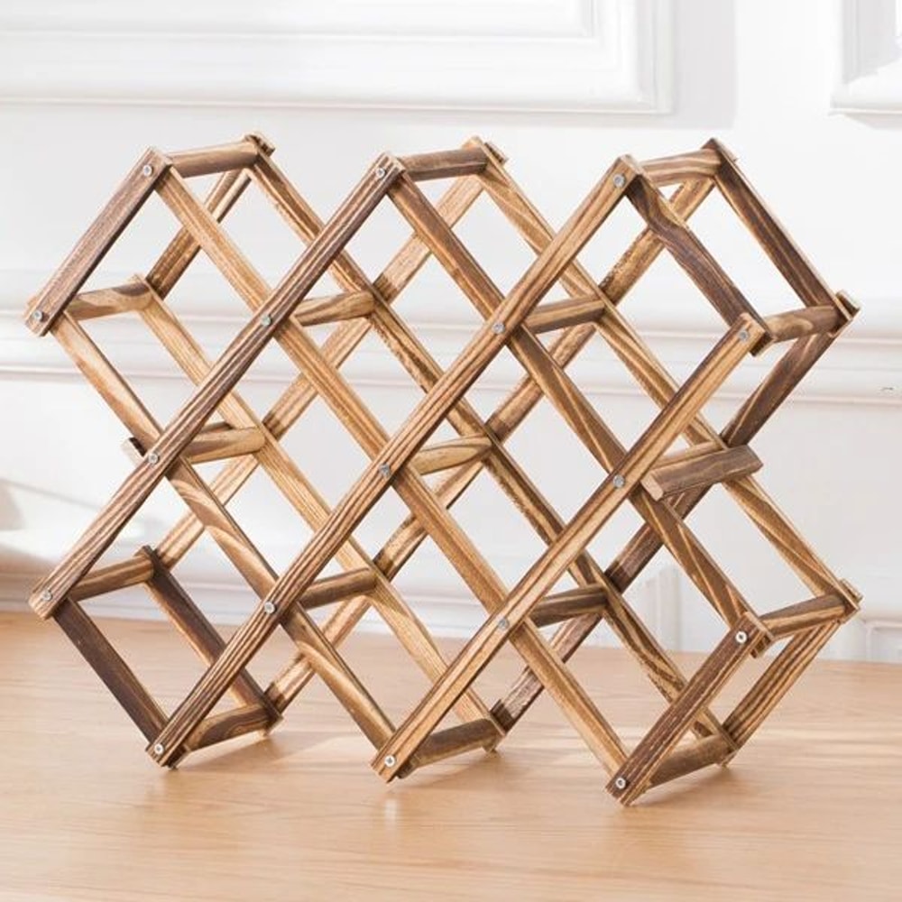 Foldable Wooden Wine Rack Countertop Organizer 310 Bottle Display Holder Stand 7