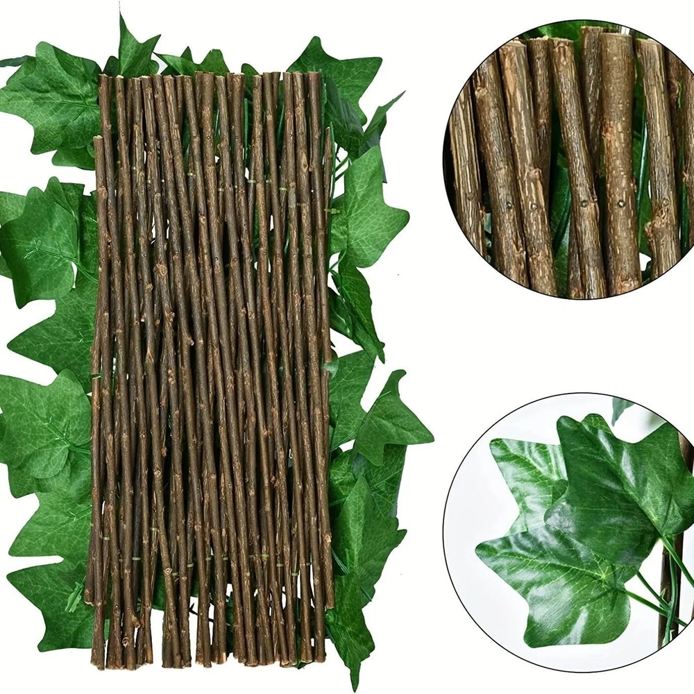 Artificial Ivy Telescopic Garden Fence With Faux Green Leaves 4