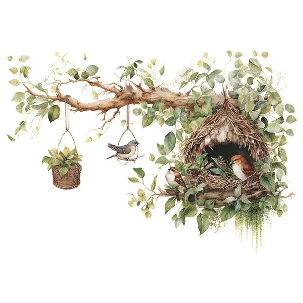 NatureInspired Bird Wall Decals Elegant Branch Nest SelfAdhesive Vinyl Wall Decor For Living Room 3