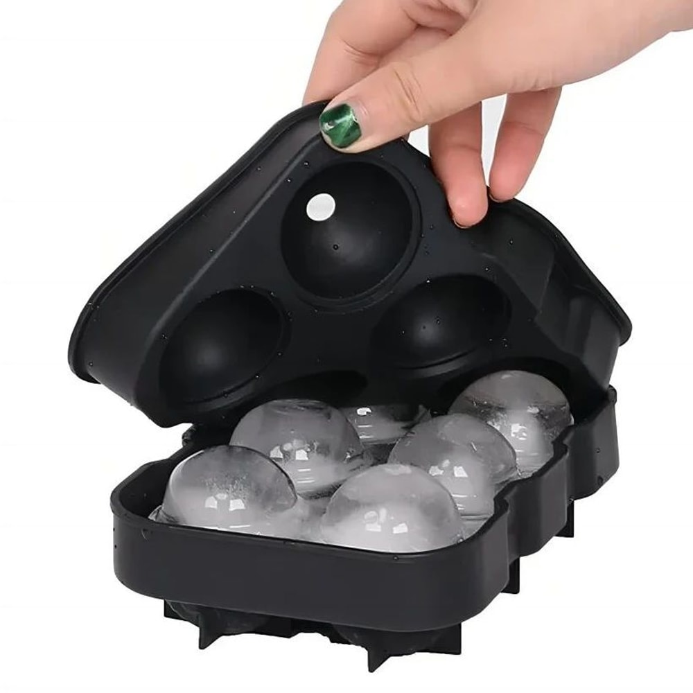6Cavity Whiskey Ice Cube Tray Set Large RoundSquare Ice Ball Mold Large Ice Cube Mold With Lid 0