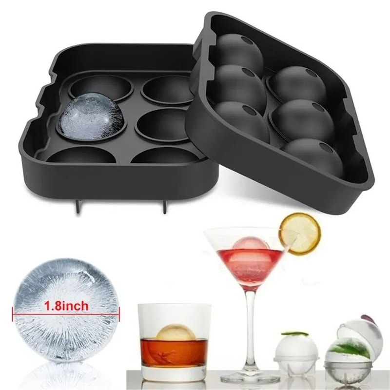 6Cavity Whiskey Ice Cube Tray Set Large RoundSquare Ice Ball Mold Large Ice Cube Mold With Lid 2