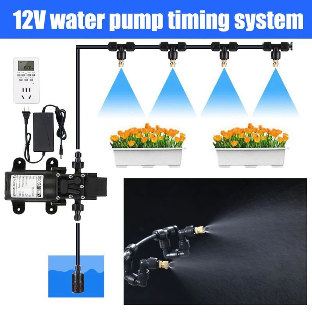 Premium Garden Irrigation Timer Automatic Garden Watering System With Fog Misting Irrigation Kit 1