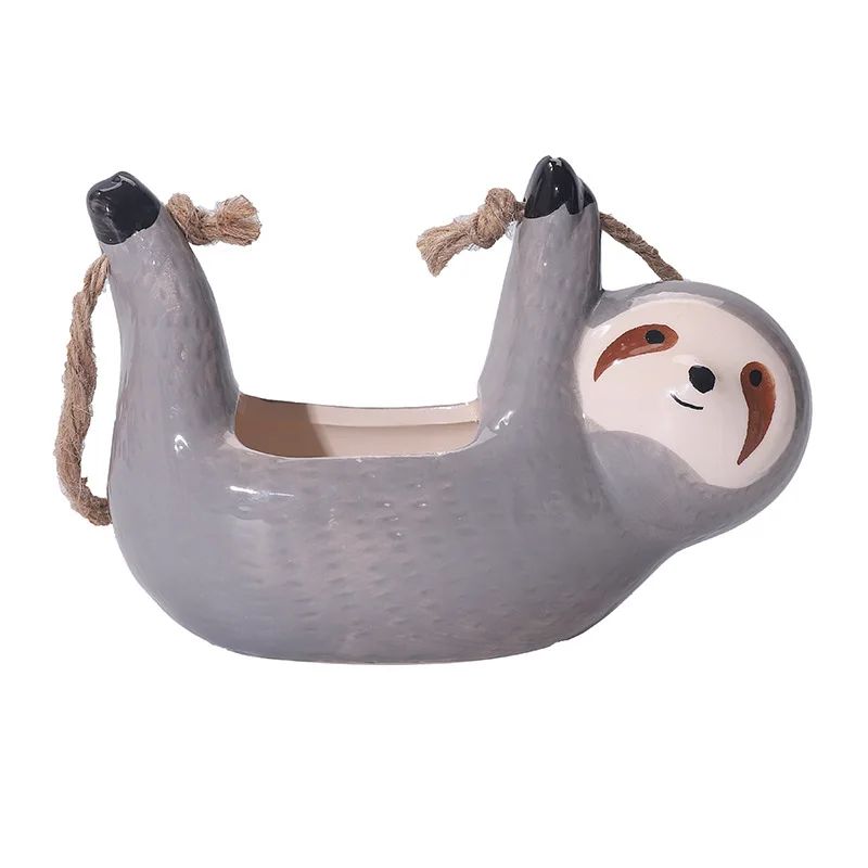 Ceramic Hanging Sloth Planter Pot Cute Animal Hanging Succulent Planter For Indoor Decor 6