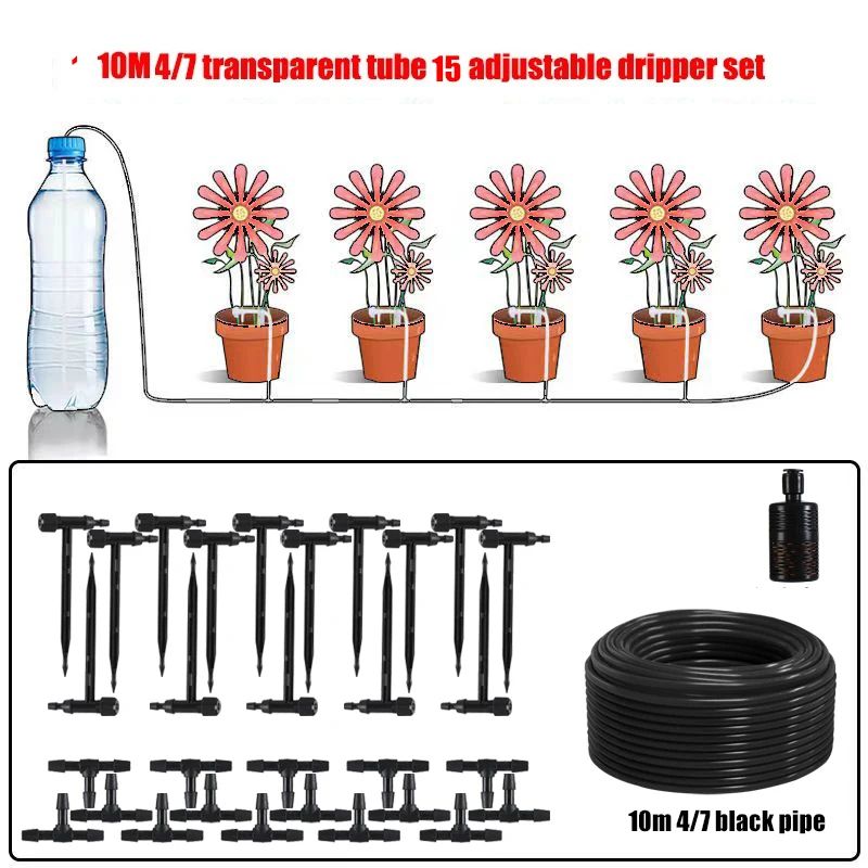 QuietFlow Adjustable Drip Irrigation Kit For 47mm Hose Pots Garden Greenhouse 8