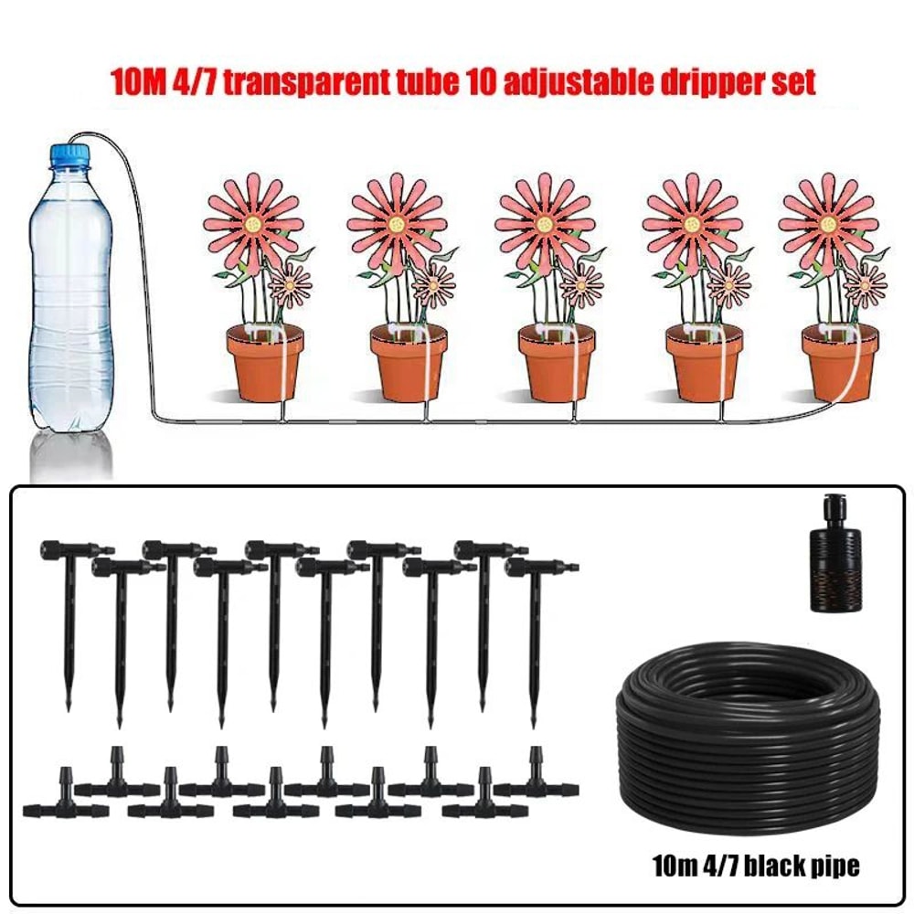 QuietFlow Adjustable Drip Irrigation Kit For 47mm Hose Pots Garden Greenhouse 9